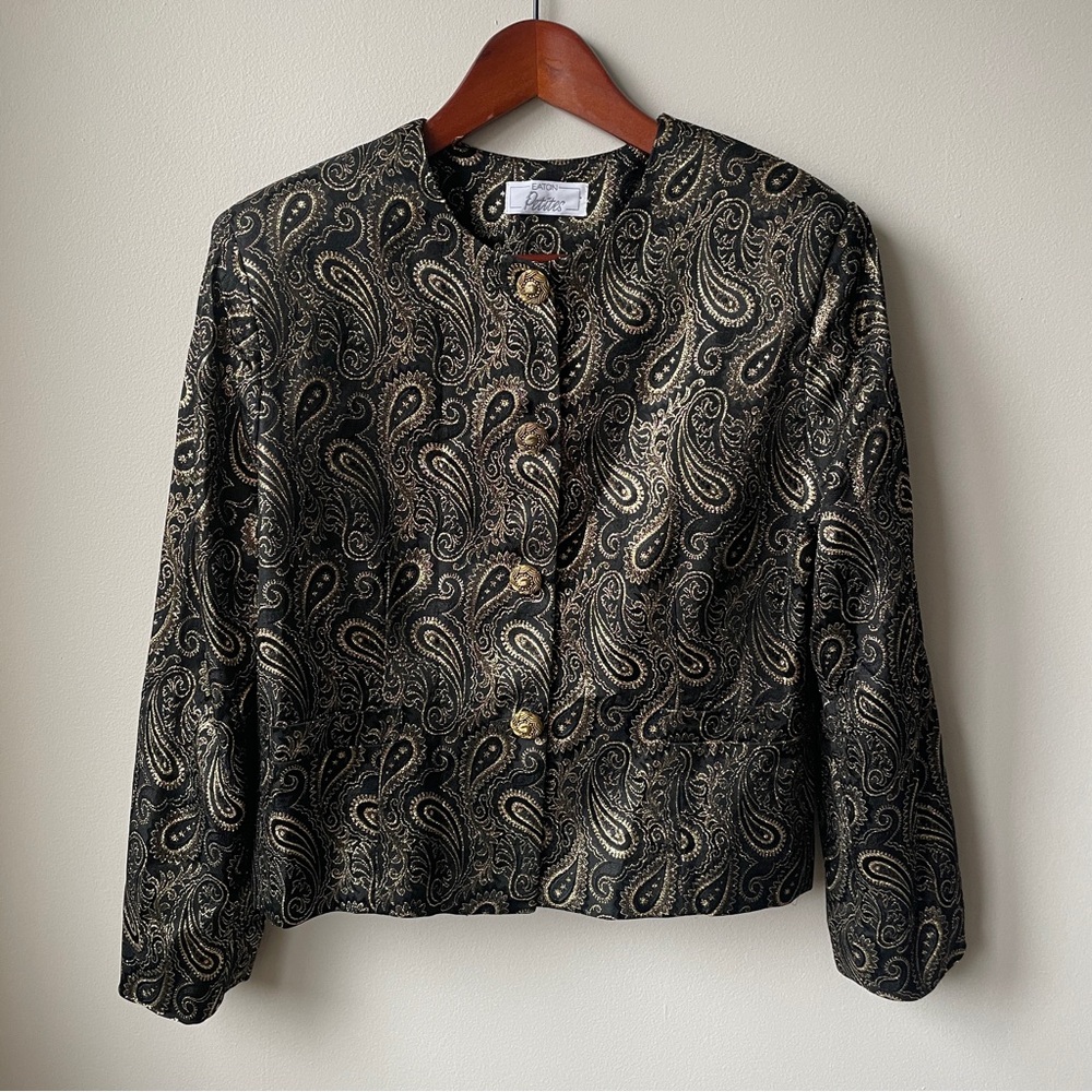 Gold Paisley Embroidered Jacket with Gold Button
